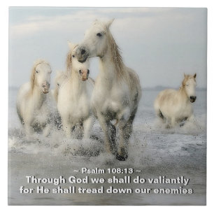 Through God we shall do Valiantly Psalm 108:13 Ceramic Tile
