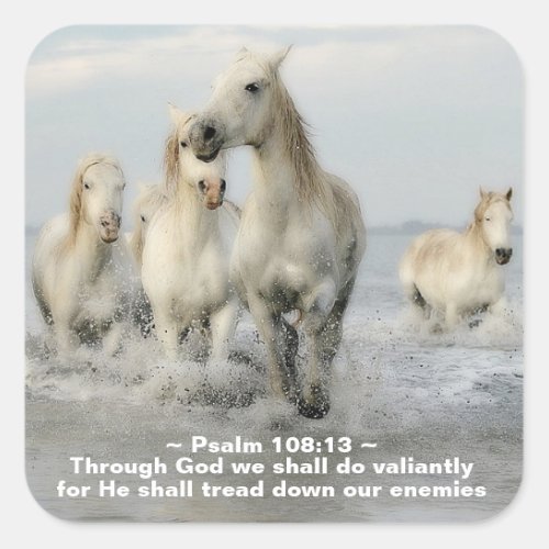 Through God we shall do Valiantly Psalm 10813 Square Sticker