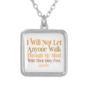 Through My Mind Quote Gandhi Silver Plated Necklace