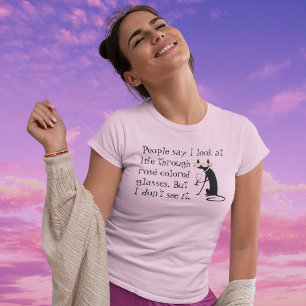 Through Rosé Colored Glasses, Wine Pun Cat T-Shirt