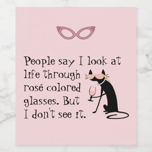 Through Ros Colored Glasses Wine Pun Cat Wine Label