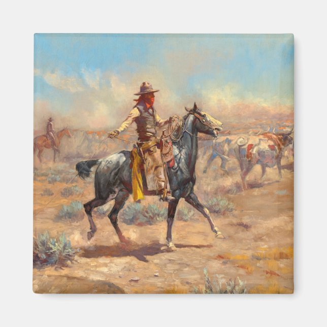 Through the Alkali, 1904 by Charles Marion Russell Magnet (Front)