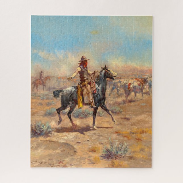 Through the Alkali by Charles Marion Russell Jigsaw Puzzle (Vertical)