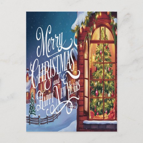 Through the Holiday Window Postcard