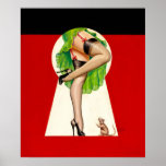 Through The Keyhole Pin Up Art Poster at Zazzle