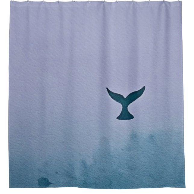 Through The Mist Whale Tail Art Shower Curtain (Front)