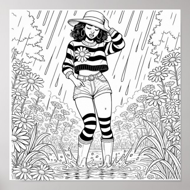 Through the Puddle Coloring Poster (Front)