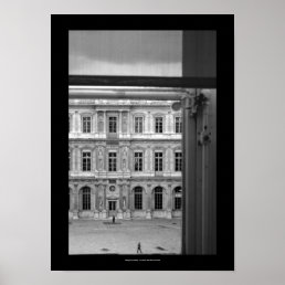 Through the window Le Louvre Paris B and W Poster2 Poster