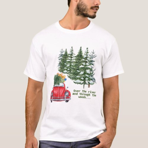 Through the Woods Red Car Holiday T_Shirt