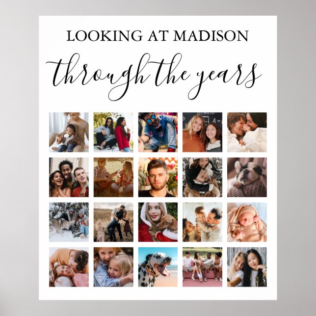 Through the Years 20 Square Photo Collage Poster (Front)