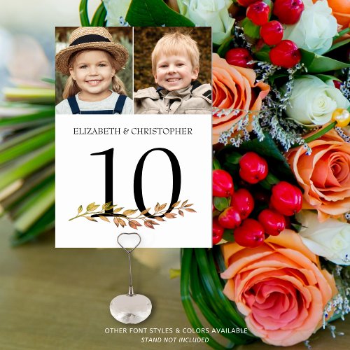Through The Years 2 Photos Autumn Wedding Table Number