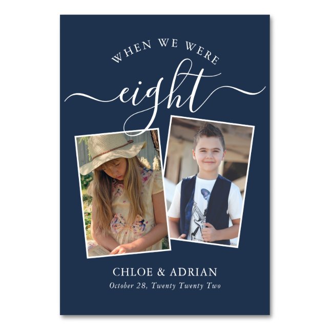 Through the Years Couple Photo Wedding Modern Tabl Table Number (Front)