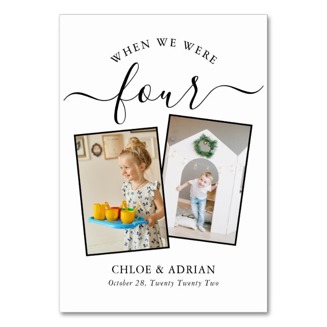 Through the Years Couple Photo Wedding Modern Tabl Table Number (Front)