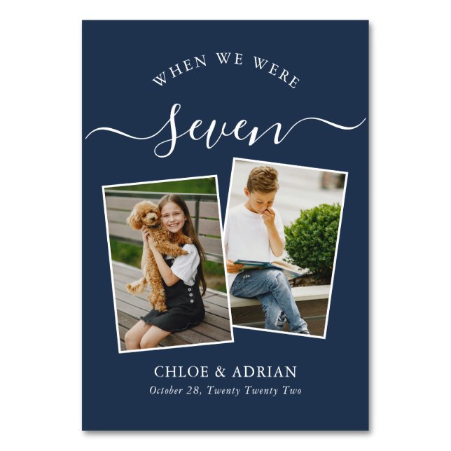 Through the Years Couple Photo Wedding Modern Table Number (Front)