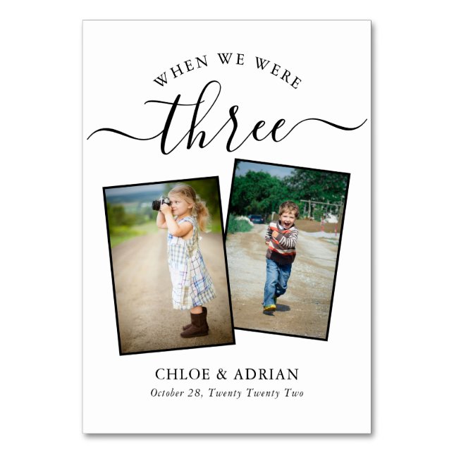 Through the Years Couple Photo Wedding Modern Table Number (Front)