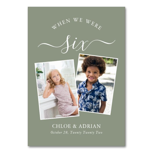 Through the Years Couple Photo Wedding Modern Table Number (Front)