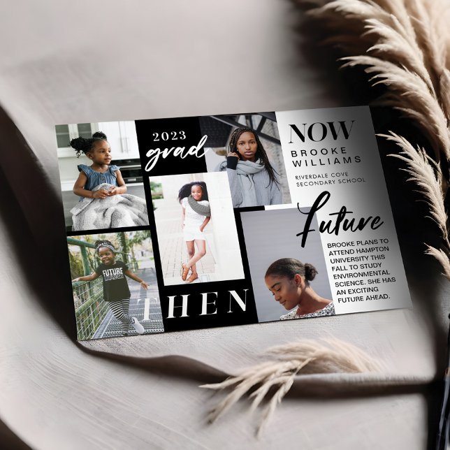 Through the Years - Now & Then Graduation 5 Photo Invitation (Through the Years - Now & Then Graduation 5 Photo Invitation)