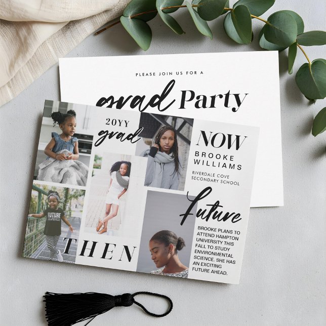 Through the Years - Now & Then Graduation 5 Photo Invitation (Through the Years - Now & Then Graduation 5 Photo Invitation)