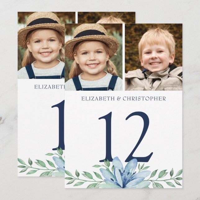 Through The Years Photos Wedding Table Number Sign (Front/Back)