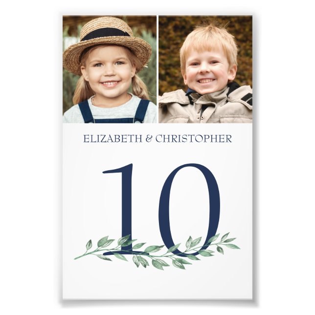 Through The Years Photos Wedding Table Number Sign (Front)