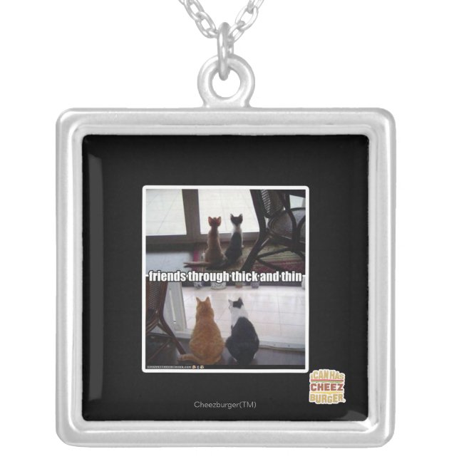 Through thick and thin silver plated necklace (Front)