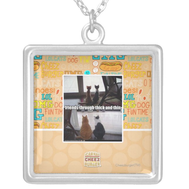 Through thick and thin silver plated necklace (Front)