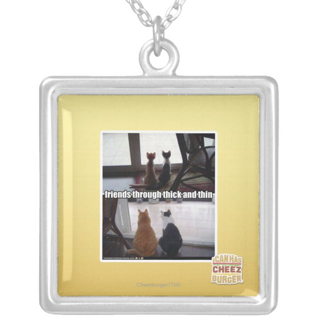 Through thick and thin silver plated necklace (Front)