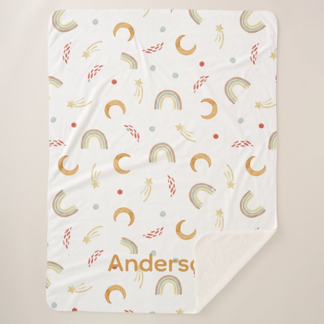 Throw baby rainbow sherpa blanket  (Front)