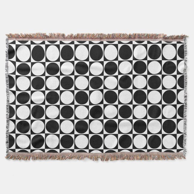 Throw Blanket, Black&White Decorative Design Throw Blanket (Front)