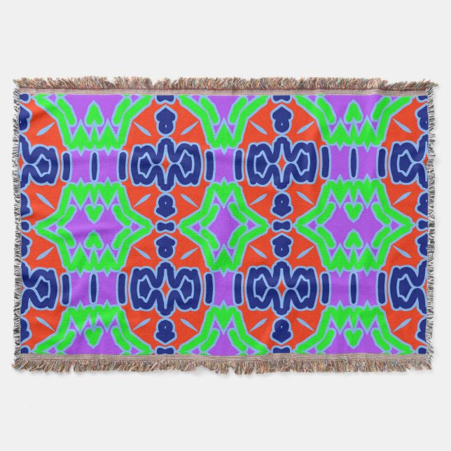 Throw Blanket, Modern multicolor fabric pattern  Blanket (Front)