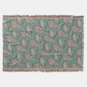 Throw Blanket,Oak leaves and Acorns Throw Blanket
