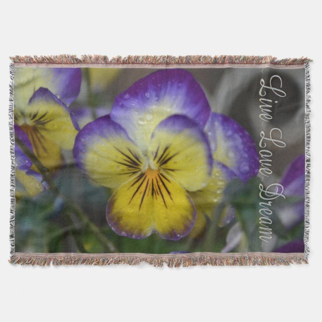 Throw Blanket/Purple & Yellow Pansy Blanket (Front)