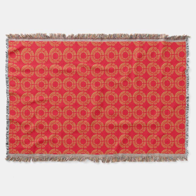 Throw Blanket Red Gold Naughty or Nice Christmas (Front)