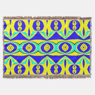 Throw Blanket, Vibrant multicolor fabric pattern   Throw Blanket