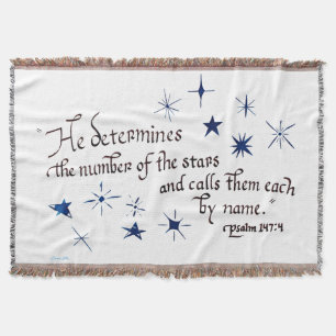 Throw Blanket with Bible Verse Psalm 147 Stars