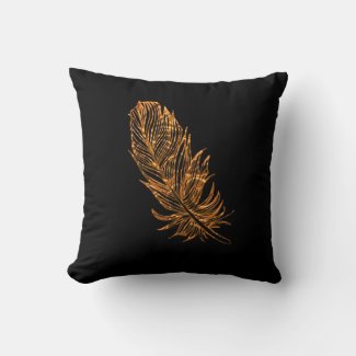 Throw Cushion , Golden Feather Art