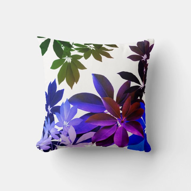 Throw Cushion, Green Leaves,  Foliage Pillow (Front)