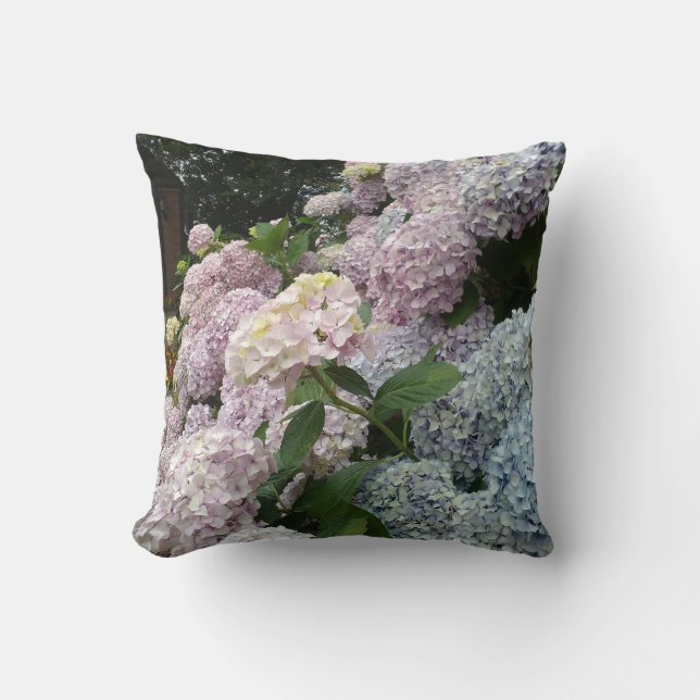 Throw Cushion Hydrangea Floral Photo (Front)