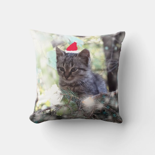 Throw Cushion Kitten Christmas time (Front)