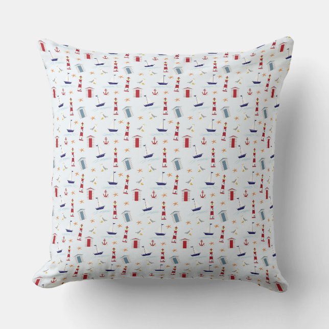 Throw Cushion - Nautical Lighthouse (Front)