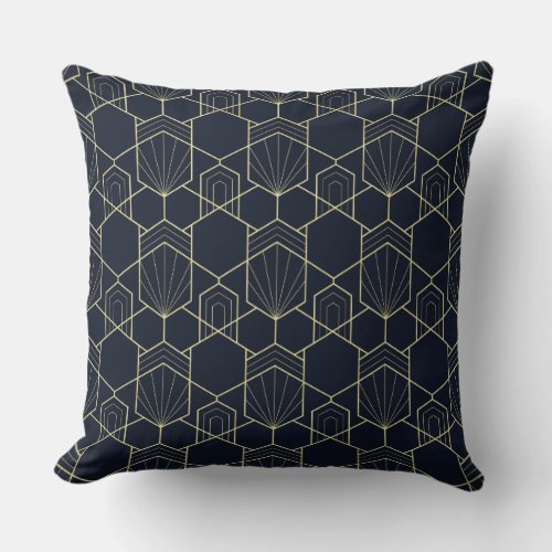 Throw Cushions _ Art Deco Gold and Dark Blue 