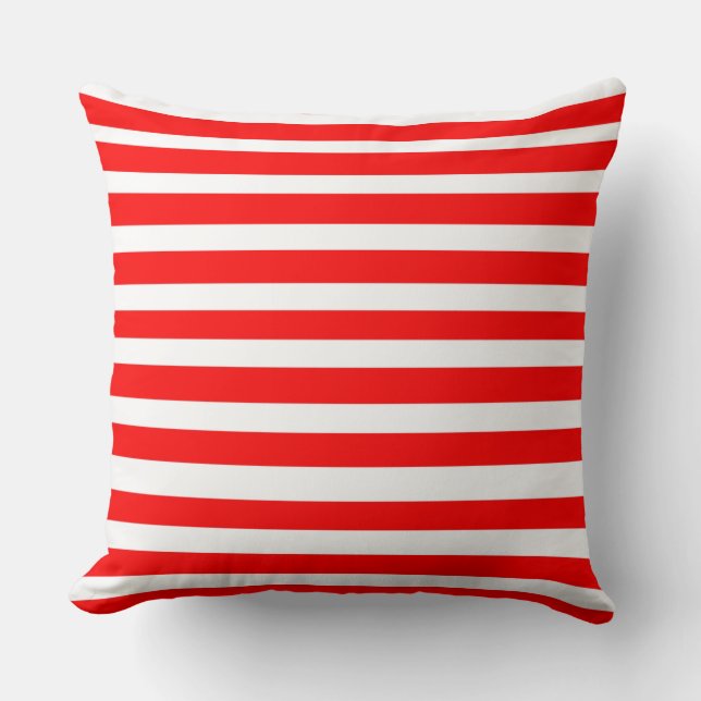 Throw Cushions - Red and White Stripes (Front)