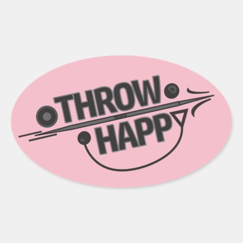 Throw Happy Shot Put Discus Throw Stickers Oval Sticker