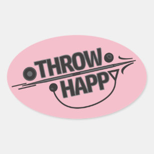 Throw Happy Shot Put Discus Throw Stickers! Oval Sticker