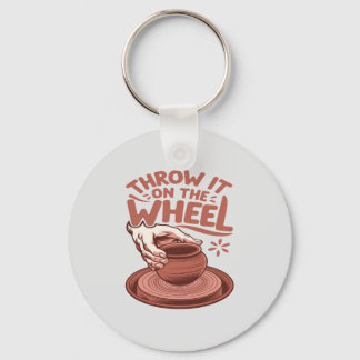 Throw It on the Wheel Pottery Art Clay Craft Keychain