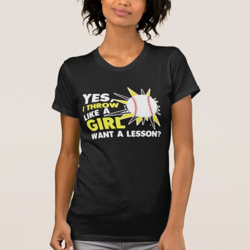 Throw Like A Girl Baseball Player Softball Pitcher T_Shirt