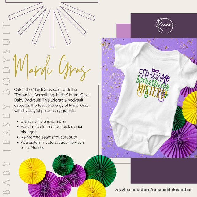 "Throw Me Something, Mister" Mardi Gras  Baby Bodysuit (Creator Uploaded)