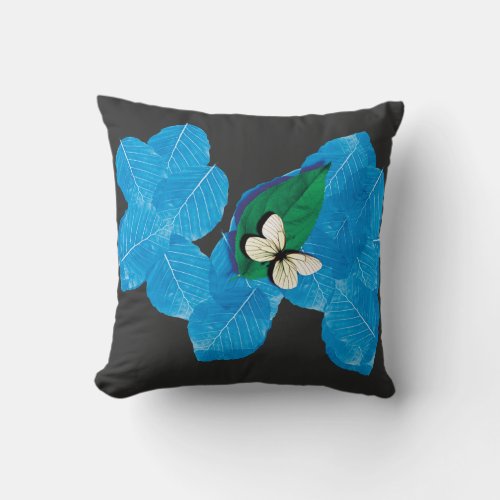 Throw Pillo2024 with beautiful romantic blue paper Throw Pillow
