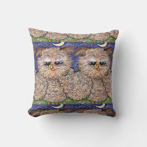 Throw Pillow 16 x 16 Funny Whimsical Owl