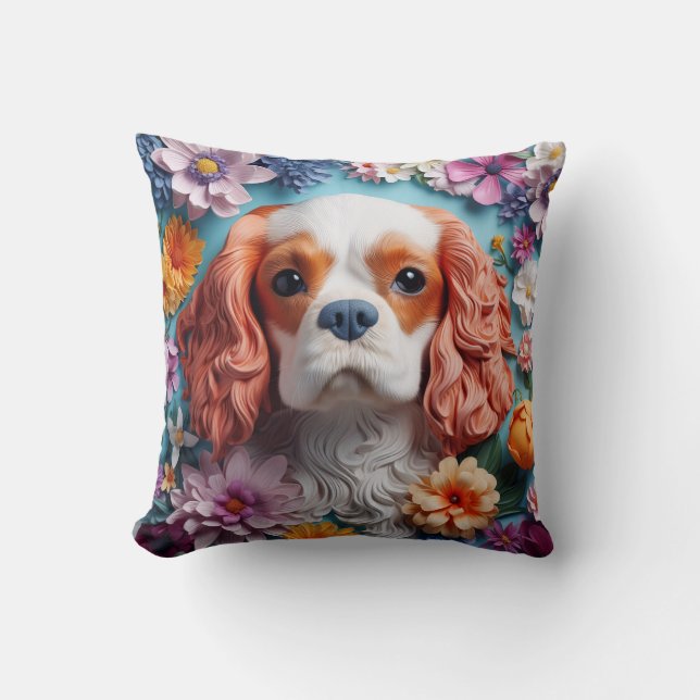 Throw Pillow 16x16in - King Charles Spaniel (Front)